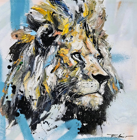 Blue Lion By Vincent Richeux - Limited Edition Handcrafted Original Artworks