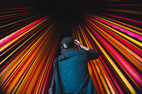 Man in a tunnel of light.