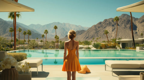 Woman in orange dress.