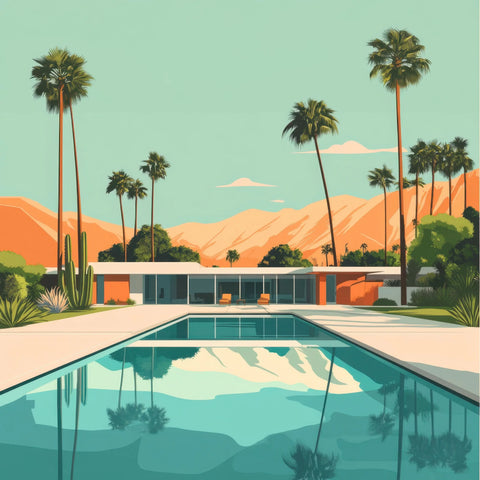Mid-century modern house with pool.