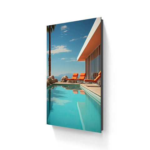 Framed poolside art.