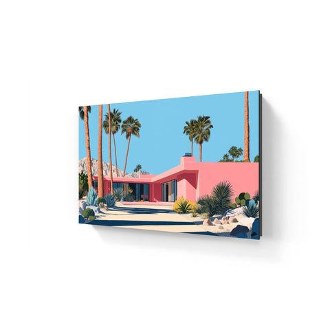 Pink mid-century modern house.