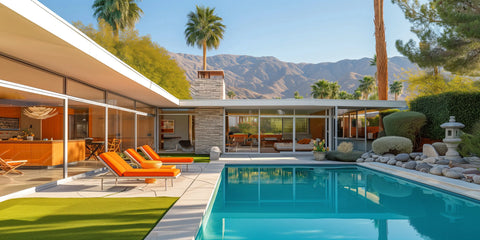 Mid-century modern house with pool.