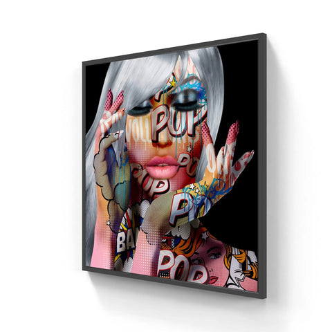 Pop art style framed print of a woman.