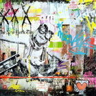 A painting of a man with a skateboard