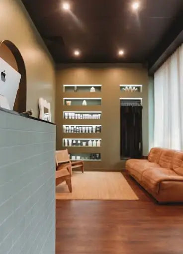 Brown leather sofa