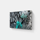 A close up of a black and white wall with graffiti