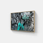 A painting on a wall with a green and black paint