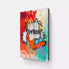 A painting of a cartoon character with the word’forever’on it