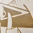 A close up of a painting on a canvas
