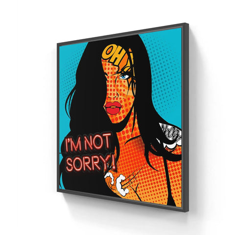 A framed print of a woman with a comic book