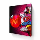 Vibrant lady bubble pop limited edition aluminium canvas with bold red pink and yellow pop art comic book graphics