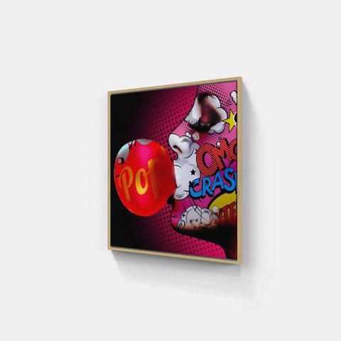 A painting on a wall with a red ball
