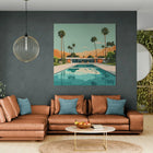 Living room with brown leather sectional.
