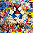 Spider - man with arms crossed on graffiti covered wall