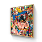 Pop art style canvas print featuring Supergirl and Wonder Woman.