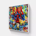 A painting on a wall with graffiti