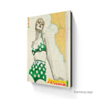 A vibrant green and white floral bikini set with retro design from st yves limited edition aluminium displayed on a vintage map