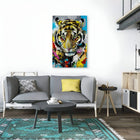 Colorful abstract tiger painting.