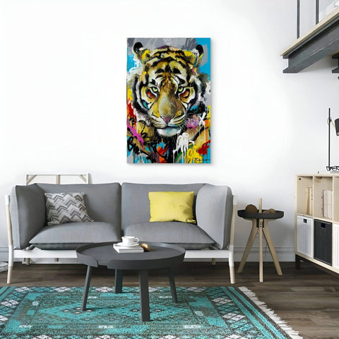 Colorful abstract tiger painting.