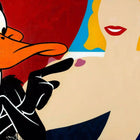 A painting of a woman with a duck