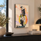 Twin tides limited edition aluminium canvas print with vibrant mixed-media swimwear figures and gucci logo design