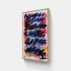 A painting on a wall with a wooden frame