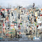 A painting of a city with lots of different colors