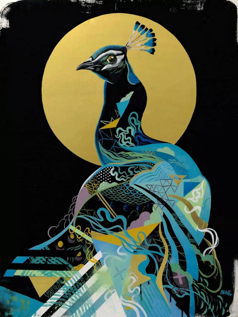 Golden Peacock By Nicolas Blind - Limited Edition Handcrafted Canvas Art Prints